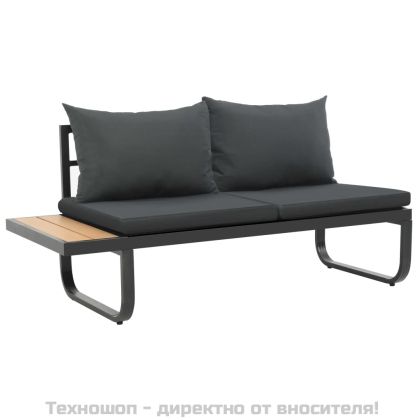Градински ъглов комплект с възглавници, 2 части, алуминий, WPC