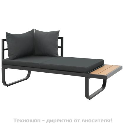 Градински ъглов комплект с възглавници, 2 части, алуминий, WPC