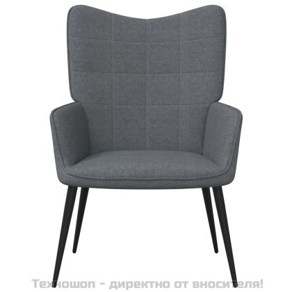 Релаксиращ стол с табуретка, тъмносив, плат