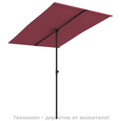Градински чадър с алуминиев прът, 2x1,5 м, бордо червен