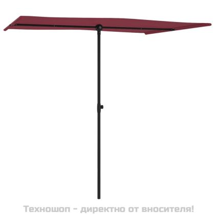 Градински чадър с алуминиев прът, 2x1,5 м, бордо червен
