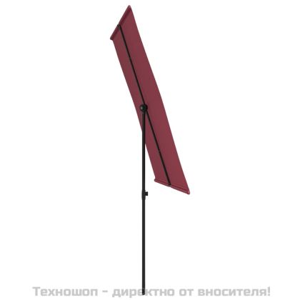 Градински чадър с алуминиев прът, 2x1,5 м, бордо червен