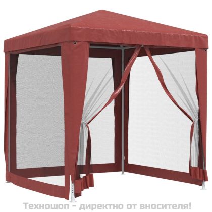 Парти палатка с 4 мрежести странични стени червена 2x2 м HDPE