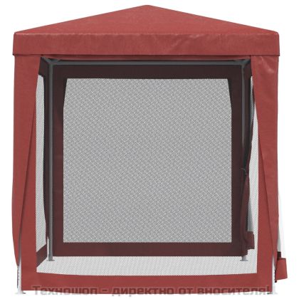 Парти палатка с 4 мрежести странични стени червена 2x2 м HDPE