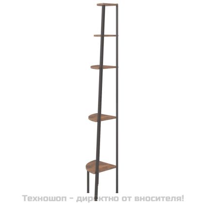 Ъглова етажерка с 5 рафта Тъмнокафяво и черно 45,5x31,5x180 см