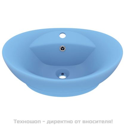 Мивка с преливник лукс овал светлосин мат 58,5x39 см керамика