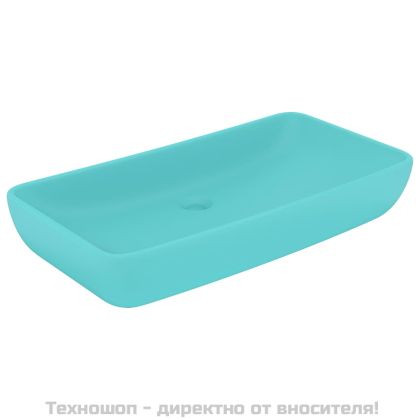 Луксозна правоъгълна мивка мат светлозелено 71x38 см керамика