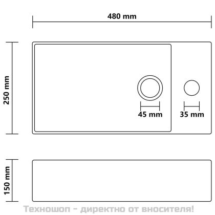 Мивка за баня с преливник, керамична, светлосиня