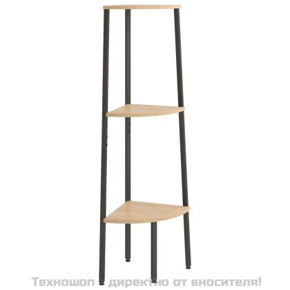 Ъглова етажерка с 3 рафта светлокафяво и черно 45,5x31,5x120 см
