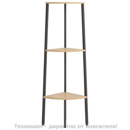 Ъглова етажерка с 3 рафта светлокафяво и черно 45,5x31,5x120 см