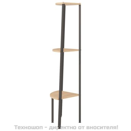 Ъглова етажерка с 3 рафта светлокафяво и черно 45,5x31,5x120 см