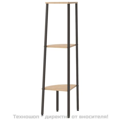 Ъглова етажерка с 3 рафта светлокафяво и черно 45,5x31,5x120 см