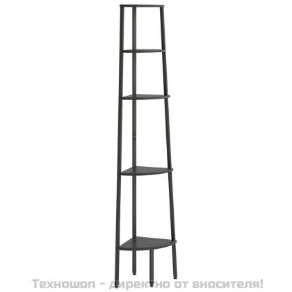 Ъглова етажерка с 5 рафта черна 45,5x31,5x180 см