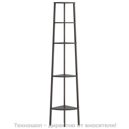 Ъглова етажерка с 5 рафта черна 45,5x31,5x180 см