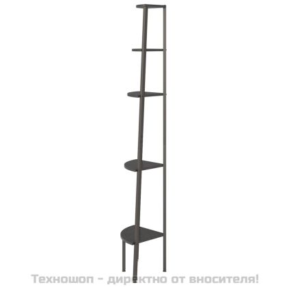 Ъглова етажерка с 5 рафта черна 45,5x31,5x180 см