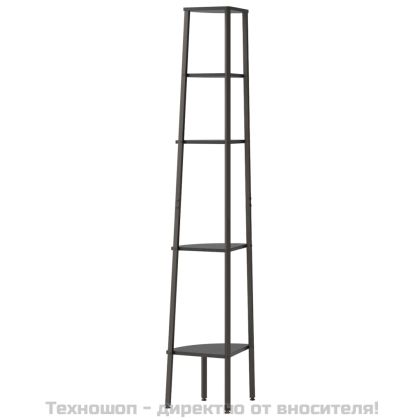 Ъглова етажерка с 5 рафта черна 45,5x31,5x180 см