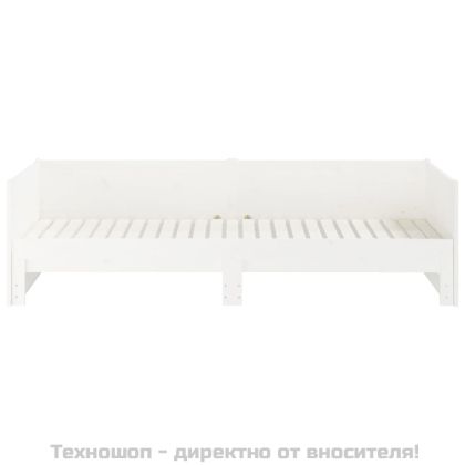 Разтегателна кушетка, бяла, борово дърво масив, 2x(80x200) см