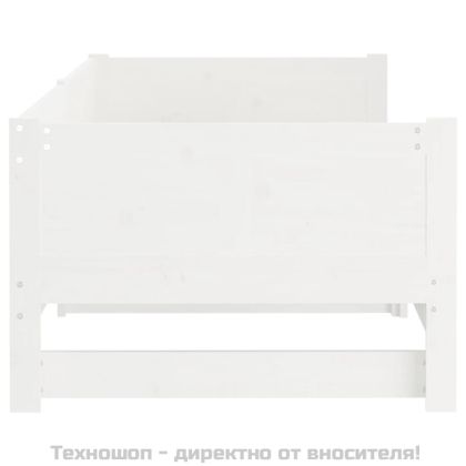 Разтегателна кушетка, бяла, борово дърво масив, 2x(80x200) см
