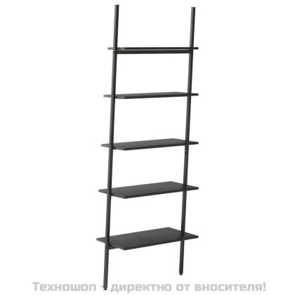 Етажерка стълба с 5 рафта черна 64x34x185,5 см
