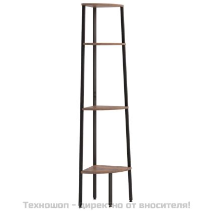 Ъглов рафт с 4 нива, тъмнокафяв и черен, 45,5x31,5x150 см