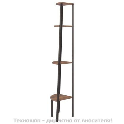 Ъглов рафт с 4 нива, тъмнокафяв и черен, 45,5x31,5x150 см