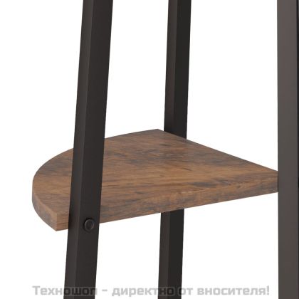 Ъглов рафт с 4 нива, тъмнокафяв и черен, 45,5x31,5x150 см