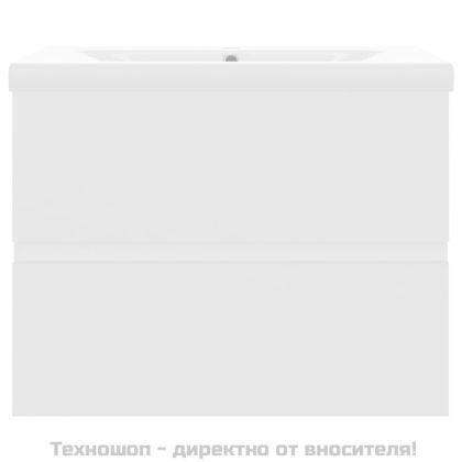 Шкаф за баня с вградена мивка, бял, инженерно дърво