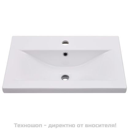 Шкаф за баня с вградена мивка, бял, инженерно дърво