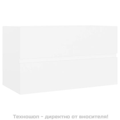 Шкаф за баня с вградена мивка, бял, инженерно дърво