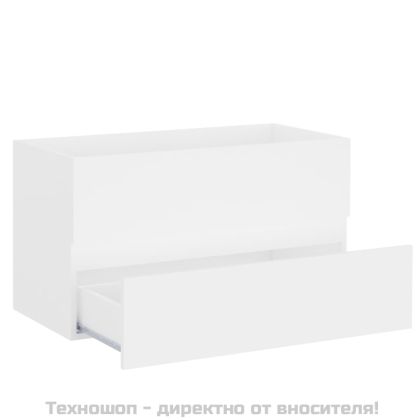 Шкаф за баня с вградена мивка, бял, инженерно дърво