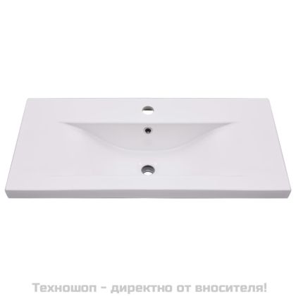 Шкаф за баня с вградена мивка, бял, инженерно дърво