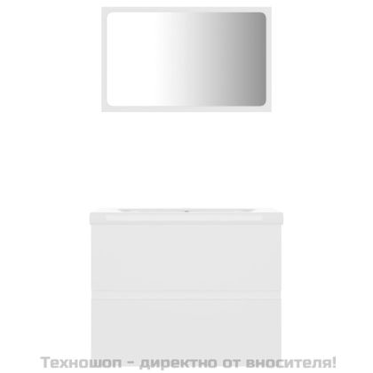 Комплект мебели за баня, бял, инженерно дърво