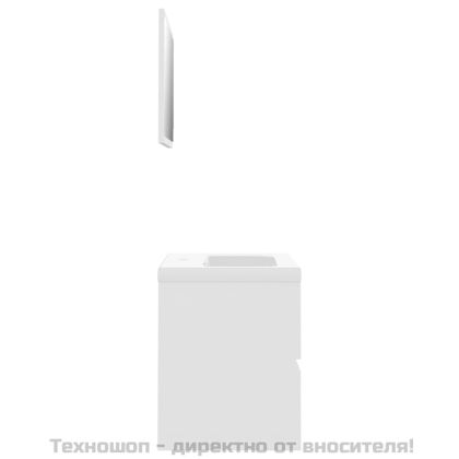 Комплект мебели за баня, бял, инженерно дърво