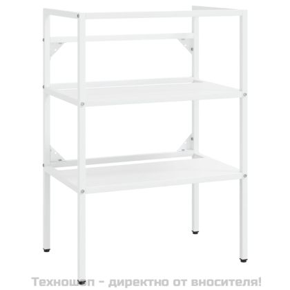 Рамка за мивка за баня с вграден умивалник, бяла, желязна