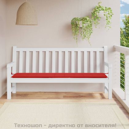 Възглавница за градинска пейка червена 200x50x3 см оксфорд плат