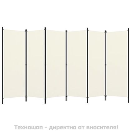 Параван за стая, 6 панела, бял, 300x180 cм