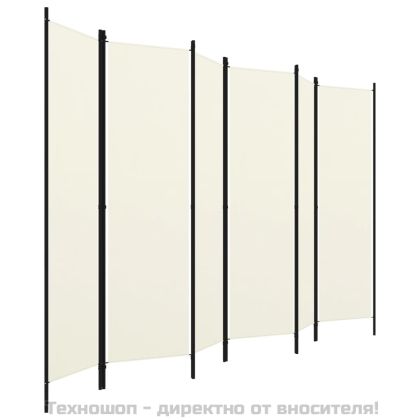 Параван за стая, 6 панела, бял, 300x180 cм