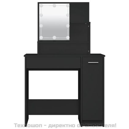 Тоалетка с LED осветление, черна, 86,5x35x136 см