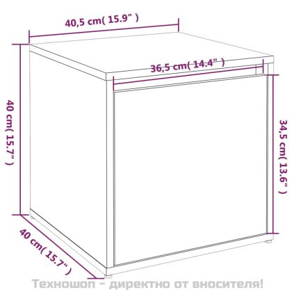 Кутия с чекмедже, черна, 40,5x40x40 см, инженерно дърво