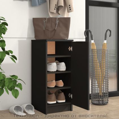 Шкаф за обувки, черен, 30x35x70 см, инженерно дърво