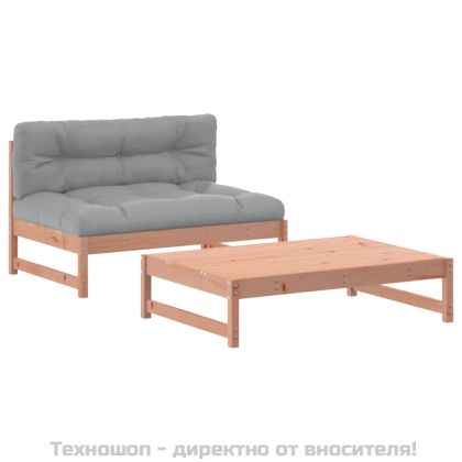 Градински комплект с възглавници, 2 части, дугласко дърво масив