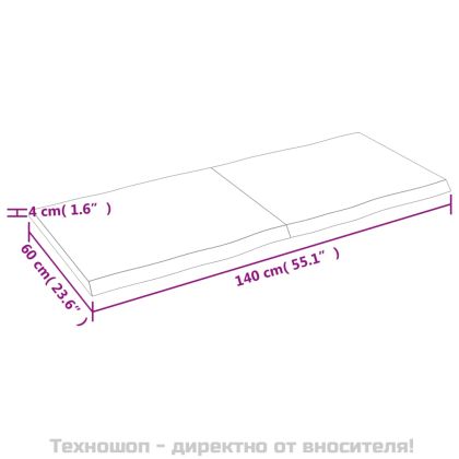 Плот за маса светлокафяв 140x60x(2-4) см обработен масивен дъб
