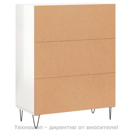 Сайдборд, бял гланц, 69,5x34x90 см, инженерно дърво