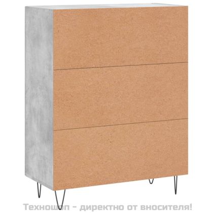 Сайдборд, бетонно сив, 69,5x34x90 см, инженерно дърво