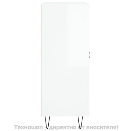Сайдборд, бял гланц, 69,5x34x90 см, инженерно дърво