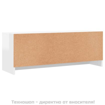 ТВ шкаф, бял гланц, 102x30x37,5 см, инженерно дърво