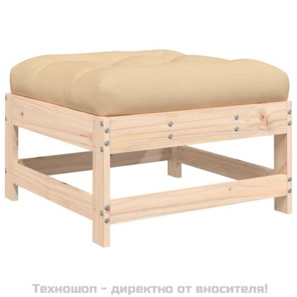 Градински лаундж комплект, 7 части, с възглавници, дърво масив