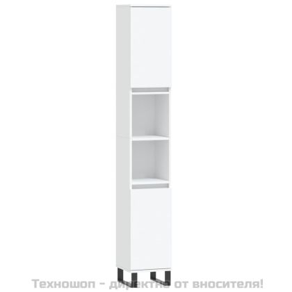 Комплект мебели за баня от 3 части, бял, инженерно дърво