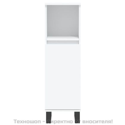 Комплект мебели за баня от 3 части, бял, инженерно дърво