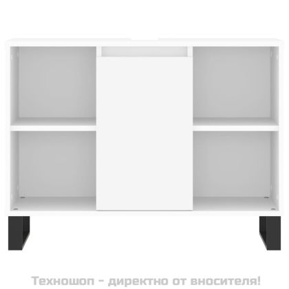 Комплект мебели за баня от 3 части, бял, инженерно дърво